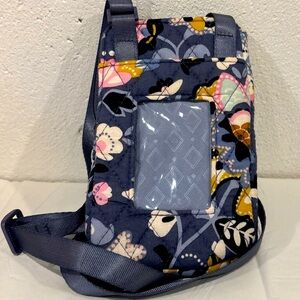 Vera Bradley crossbody phone wallet gray and pink floral